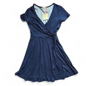 NWT Rolla Coster Navy and White Polka Dot Dress Wrap Size Small